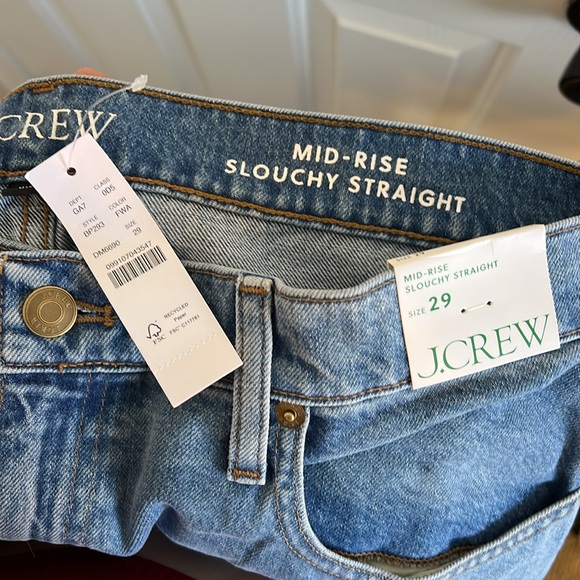NWT J Crew mid rise slouchy straight medium wash jeans size 29 aka 8 - Picture 7 of 10
